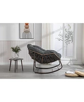 Streamdale Furniture Grey Padded Rattan Outdoor Rocking Chair