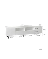 Streamdale Furniture Modern White Tv Stand, 16 Colors Led Tv Stand with Remote Control Lights