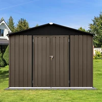 Streamdale Furniture Metal Garden Sheds 10FT×8FT Outdoor Storage Sheds Brown + Black