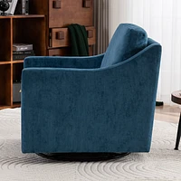 Streamdale Furniture Navy Blue Swivel Armchair with Comfortable Linen Fabric