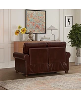 Streamdale Furniture Living Room Sofa Loveseat Chair Burgundy Faux Leather