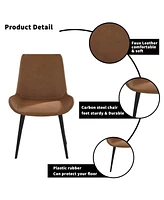 Simplie Fun Modern Dining Chair Living Room Black Metal Leg Dining Chair-Brown-2 Pcs/Ctn