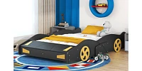 Streamdale Furniture Full Size Race Car-Shaped Platform Bed With Wheels And Storage