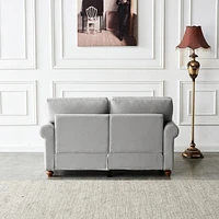 Streamdale Furniture Linen Fabric Upholstery With Storage Loveseat (Grey)