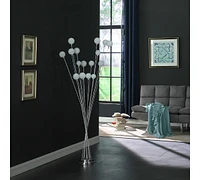 61.5" In 16-Light Acrylic Globe Aluminun Led Chrysanthe Silver Chrome Metal Floor Lamp