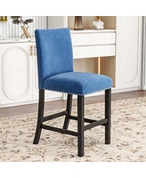 Streamdale Furniture 5-Piece Counter Height Dining Table Set - Blue Velvet Chairs