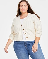 On 34th Trendy Plus Pointelle-Stitch Cardigan, Created for Macy's