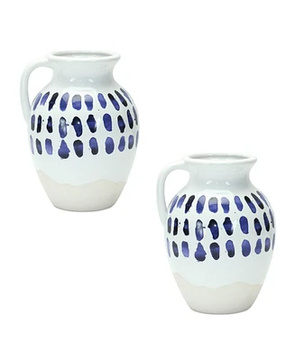 Slickblue Two-tone Tie Dye Design Ceramic Pitcher Vase (Set of 2)