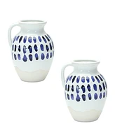 Slickblue Two-tone Tie Dye Design Ceramic Pitcher Vase (Set of 2)