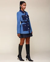 Avec Les Filles Women's Belted Long-Sleeve Military Jacket