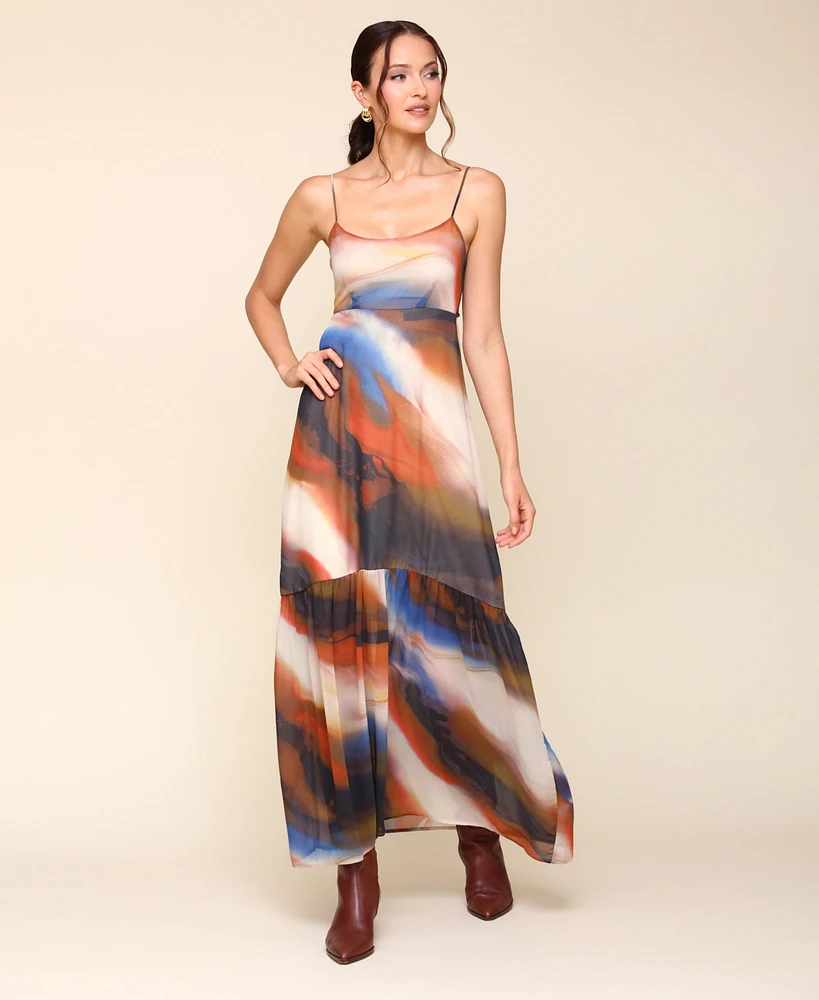 Avec Les Filles Women's Printed Spaghetti-Strap Dress