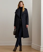 Lauren Ralph Women's Asymmetric Belted Quilted Coat