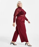 Bar Iii Trendy Plus High-Rise Wide-Leg Pants, Created for Macy's