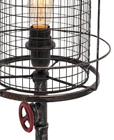 Rosemary Lane 25" Metal Industrial Inspired Accent Lamp with Wire Caged Lampshade