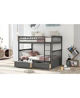 Streamdale Furniture Full Over Full Bunk Bed With Drawers, Convertible Beds