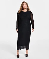 Bar Iii Trendy Plus Embellished Mesh Midi Dress, Created for Macy's