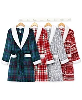 Holiday Lane Plush Printed Short Shawl-Collar Robe, Exclusively at Macy's