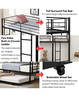 Streamdale Furniture Metal bunk bed with trundle, twin over twin