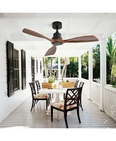48" Matte Black Ceiling Fan with Remote Control, No Light