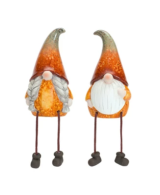 Slickblue Terra Cotta Pumpkin Gnome With Dangle Legs (Set of 2)