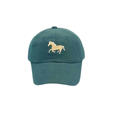 Bits & Bows Boys Horse Baseball Hat in Hunter Green