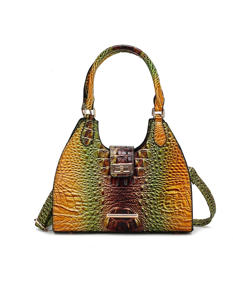 Mkf Collection Ava Gradient Rainbow Faux Crocodile-Embossed Tote Bag by Mia K