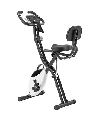 Folding Exercise Bike, Fitness Upright And Recumbent X-Bike With 10-Level Adjustable Resistance