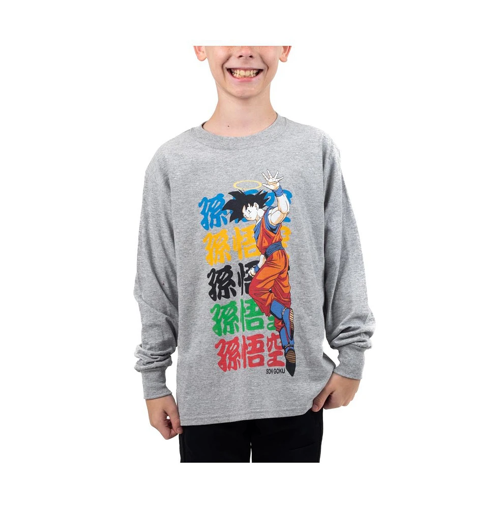 Dragon Ball Z Boys Anime Cartoon Grey Long Sleeve Shirt