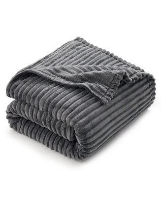Ultra Soft & Light Ribbed Fleece Blanket - Throw/Travel 50"x60"