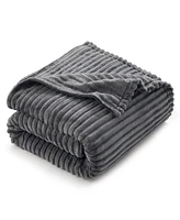 Ultra Soft & Light Ribbed Fleece Blanket - Throw/Travel 50"x60"
