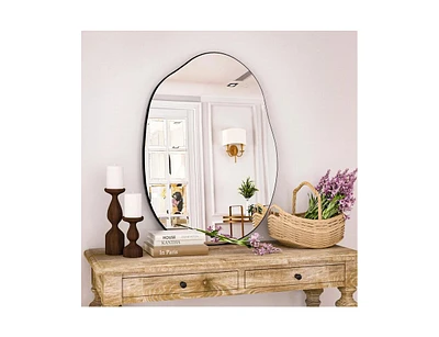 Homlux Irregular Wall Mounted Mirror 24"x32" in Black
