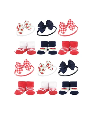 Hudson Baby Infant Girl 12Pc Headband and Socks Giftset, Watermelon, One Size