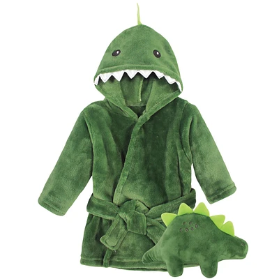 Hudson Baby Infant Boy Plush Bathrobe and Toy Set, Dinosaur, One Size