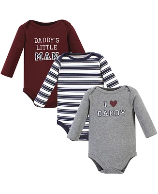 Hudson Baby Baby Boys Cotton Long-Sleeve Bodysuits Daddy 3-Pack, Preemie - Boy daddy 3