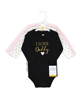 Hudson Baby Girls Cotton Long-Sleeve Bodysuits daddy -Pack