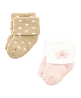 Hudson Baby Girls Cotton Rich Newborn and Terry Socks, Modern Rainbow, Months