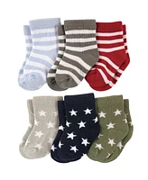 Luvable Friends Baby Boys Baby Newborn and Baby Socks Set, Star Stripes