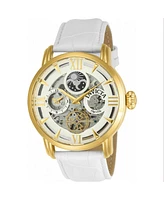 Invicta Men's Objet D Art Automatic 3 Hand Silver Dial Leather Watch