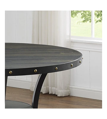 Biony Dining Collection Espresso Wood Railhead Dining Table
