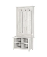 Homcom Hall Tree W/ Shoe Storage Bench Entryway Coat Rack Bench White