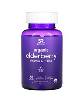 Sports Research Organic Elderberry Vitamin C Zinc Natural Berry Flavors 60 Gummies