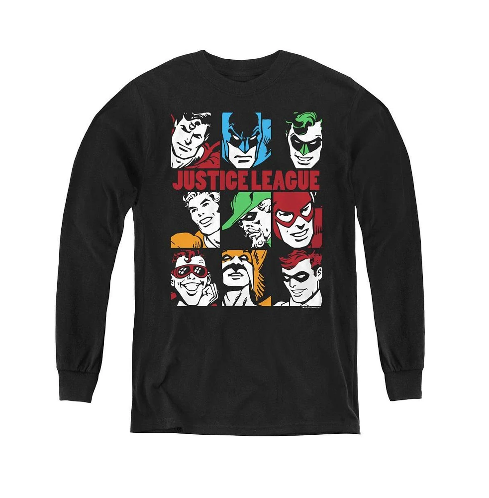 Dc Comics Boys Youth Nine Blocks Of Justice Long Sleeve Sweatshirts