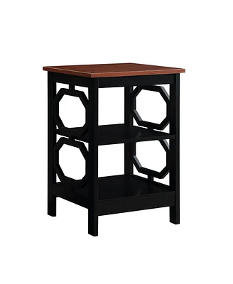 Convenience Concepts Omega End Table with Shelves Cherry Top/Black