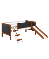 Streamdale Furniture Aurea Twin Loft Bed with Slide, Cherry Oak