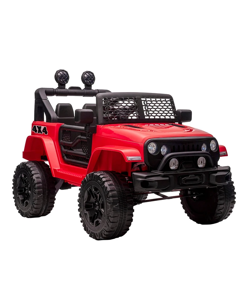 Aosom [battery] 12V Battery Powered Kids Ride On Car Off Road Truck Toy w/Remote Red