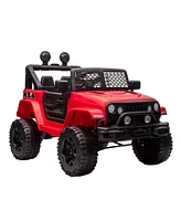 Aosom [battery] 12V Battery Powered Kids Ride On Car Off Road Truck Toy w/Remote Red