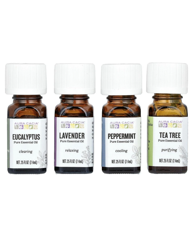 Aura Cacia Pure Essential Oils Discover Kit 4 Bottles