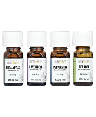 Aura Cacia Pure Essential Oils Discover Kit 4 Bottles