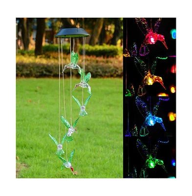 Yescom Hummingbird Solar Led Light Wind Chimes Home Garden Xmas Gift Decor Lamp Us