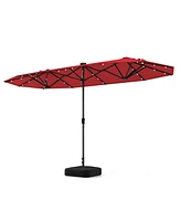 Slickblue 13FT Double-sided Patio Umbrella with Solar Lights for Garden Pool Backyard